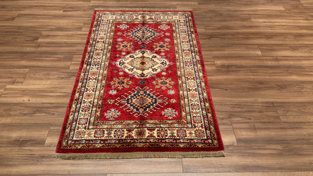 Shirvan Original Hand Woven Red Cream Vegetable Dyed Wool Carpet 118x183 2.16 Square Meters - 4x6 ft