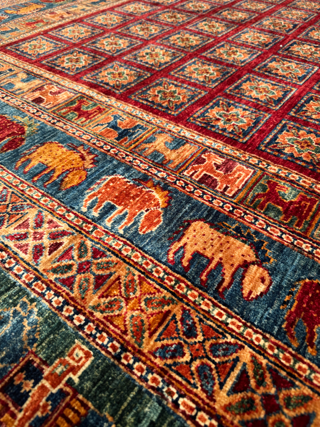 Pazırık Orijinal El Dokuması Multi Kök Boya Yün Halı 242x300 7.26 Metrekare - 8x10 ft