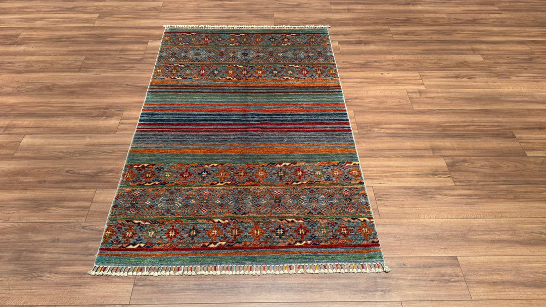 Khorjin Original Hand Woven Blue Vegetable Dyed Wool Carpet 123x193 2.37 Square Meters - 4x6 ft