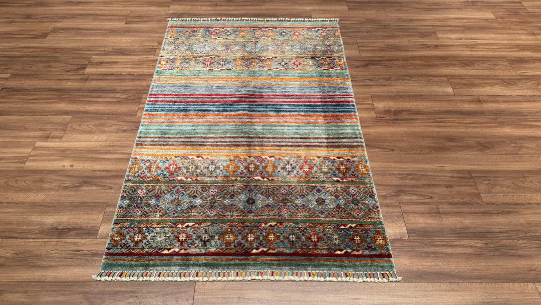 Khorjin Original Hand Woven Blue Vegetable Dyed Wool Carpet 123x193 2.37 Square Meters - 4x6 ft