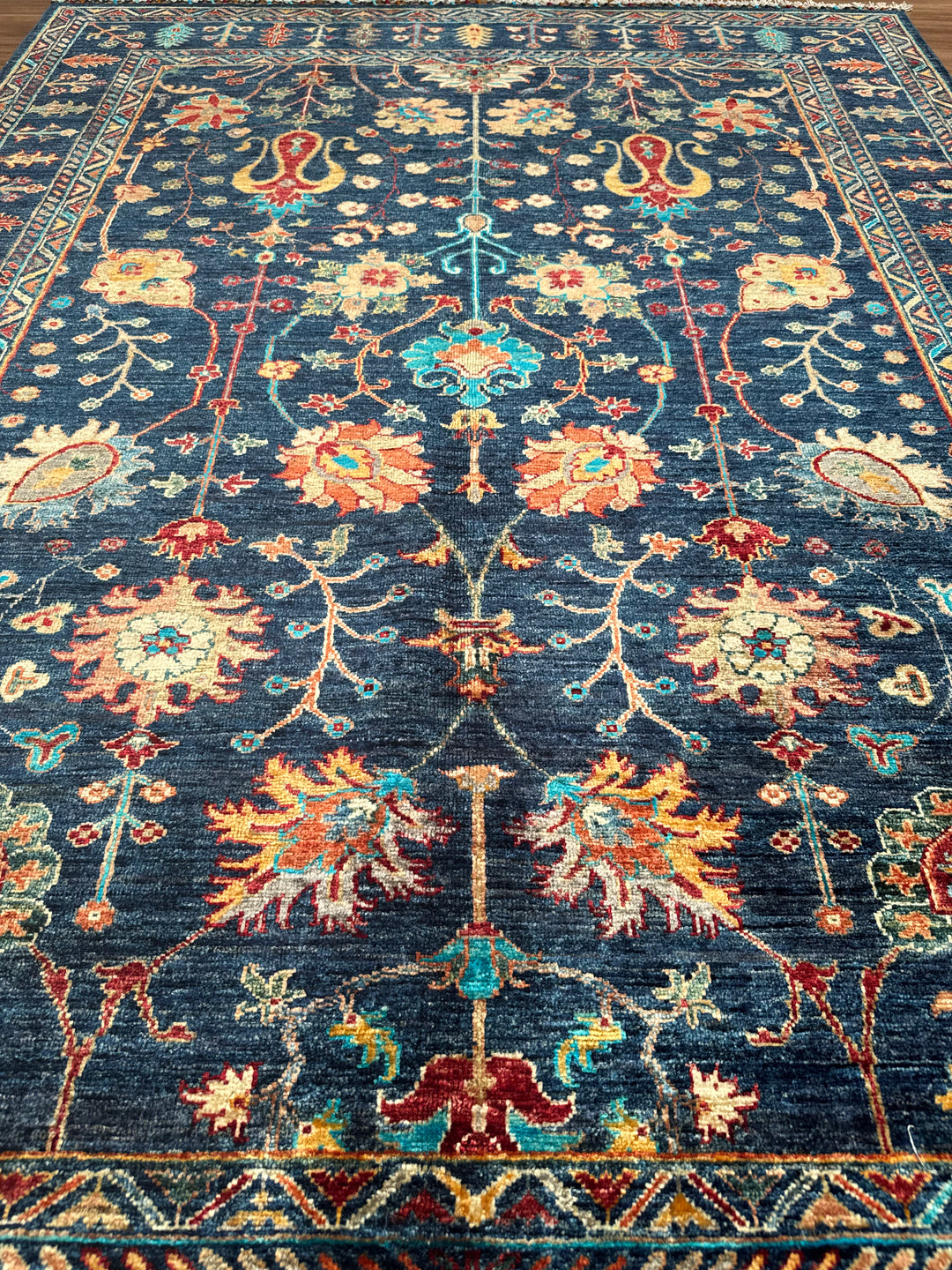 Sultani Binbirgece Orijinal El Dokuması Lacivert Kök Boya Yün Halı 174x240 4.18 Metrekare - 5x8 ft