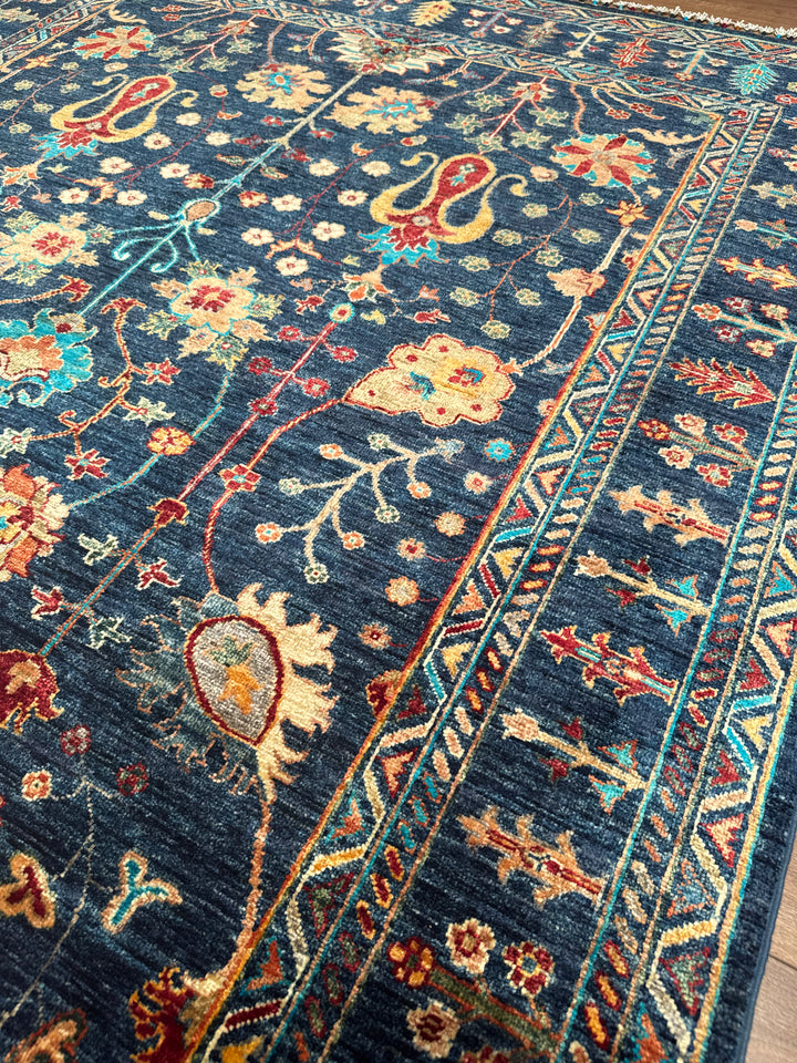 Sultani Binbirgece Orijinal El Dokuması Lacivert Kök Boya Yün Halı 174x240 4.18 Metrekare - 5x8 ft