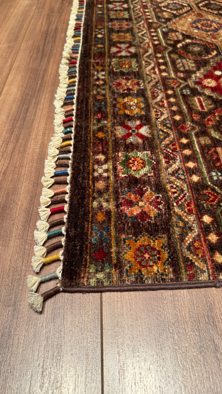 Khorjin Original Hand Woven Brown Vegetable Dyed Wool Carpet 116x184 2.13 Square Meters - 4x6 ft