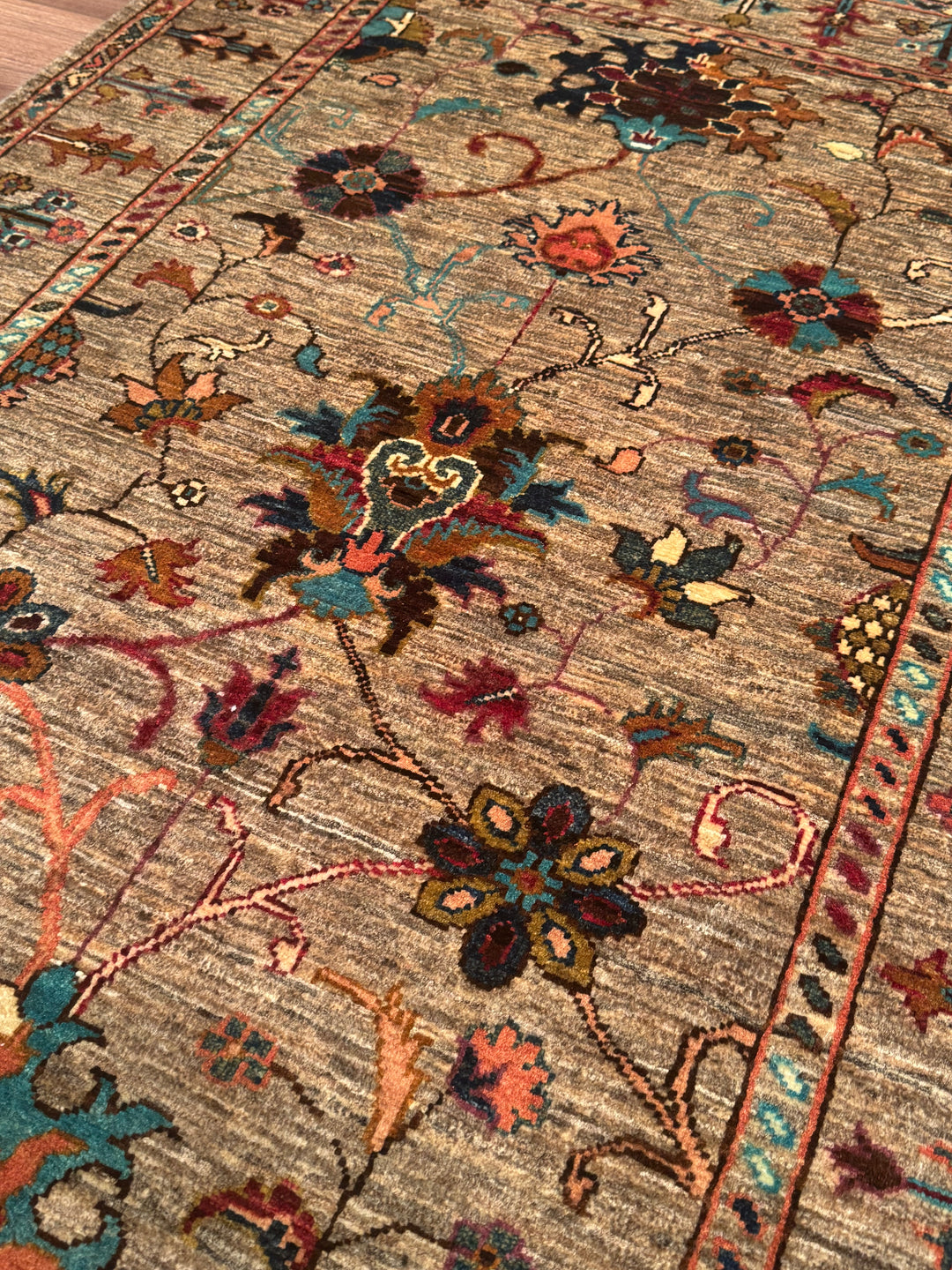 Sultani Binbirgece Orijinal El Dokuması Bej Kök Boya Yün Halı 101x151 1.53 Metrekare - 3x5 ft