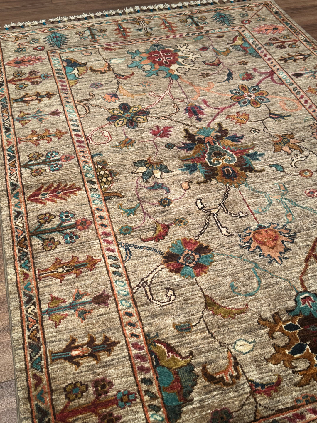 Sultani Binbirgece Orijinal El Dokuması Bej Kök Boya Yün Halı 101x151 1.53 Metrekare - 3x5 ft