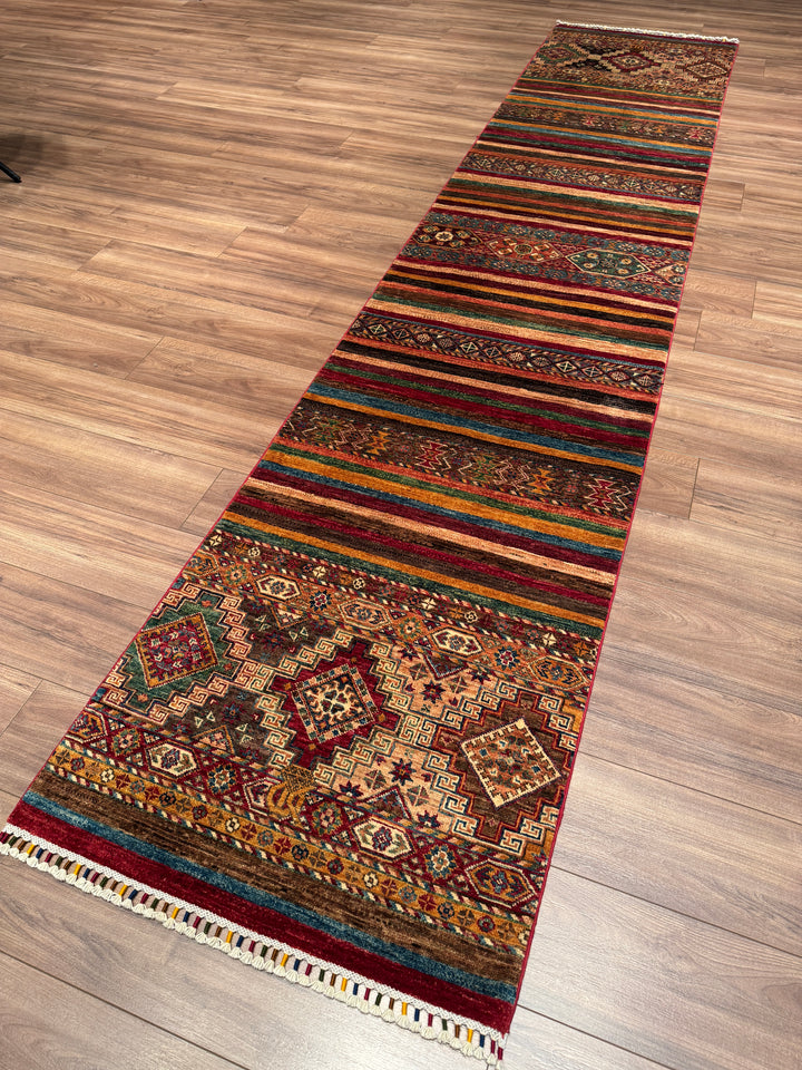 Khorjin Orijinal El Dokuması Yolluk Multi Kök Boya Yün Halı 0.81x385 3.12 Metrekare - 3x12 ft