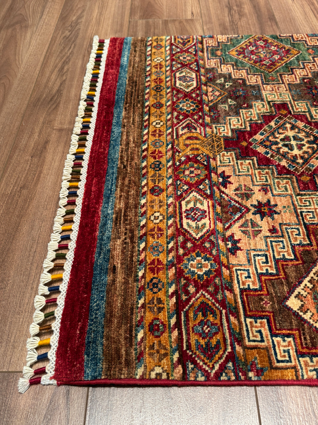 Khorjin Orijinal El Dokuması Yolluk Multi Kök Boya Yün Halı 0.81x385 3.12 Metrekare - 3x12 ft