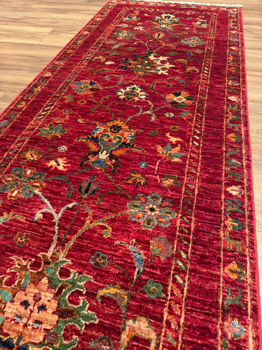 Sultani Binbirgece Yolluk Orijinal El Dokuması Kırmızı Kök Boya Yün Halı 0.76x201 1.53 Metrekare - 3x6 ft