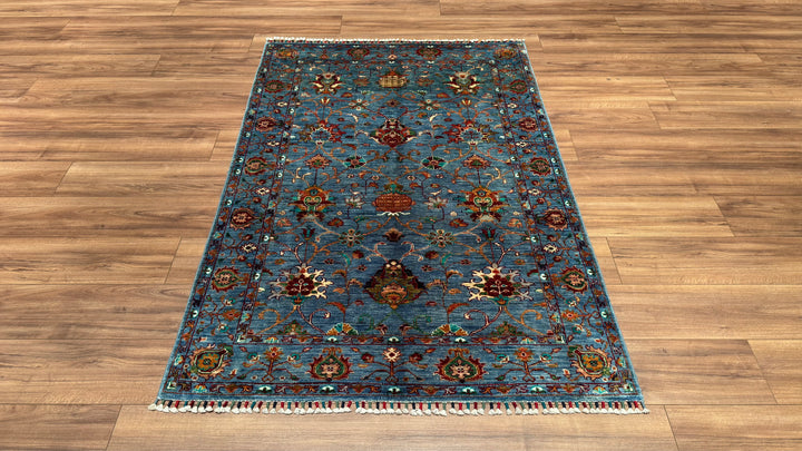 Sultani Binbirgece Orjinal El Dokuması Mavi Kök Boya Yün Halı 123x182 2.24 Metrekare - 4x6 ft