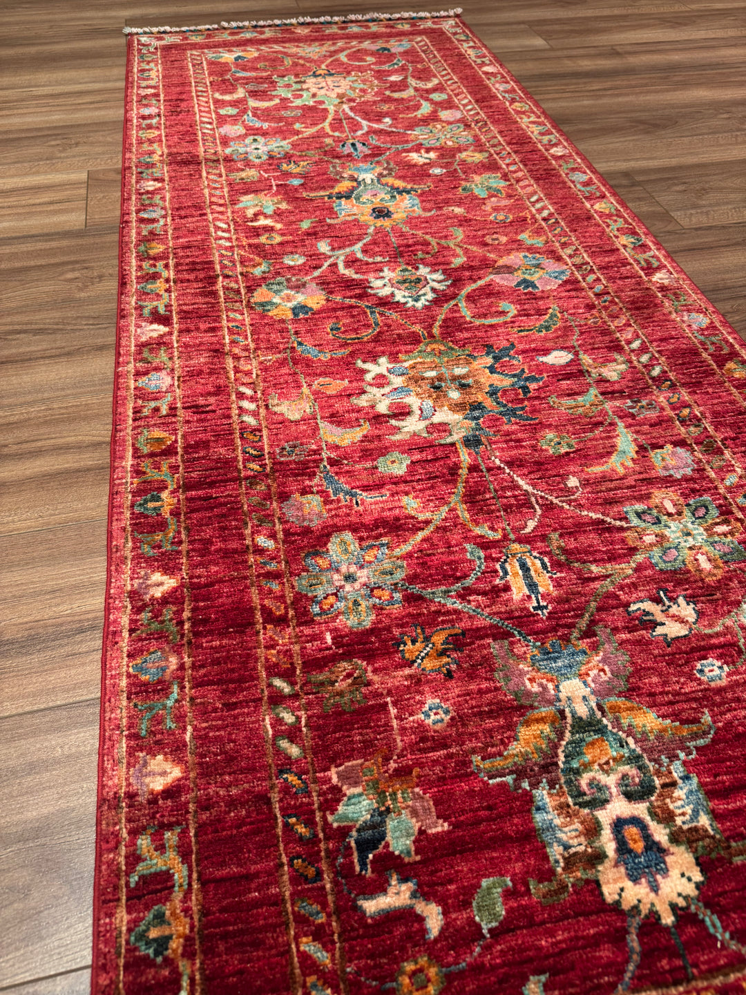 Sultani Binbirgece Yolluk Orijinal El Dokuması Kırmızı Kök Boya Yün Halı 0.76x201 1.53 Metrekare - 3x6 ft