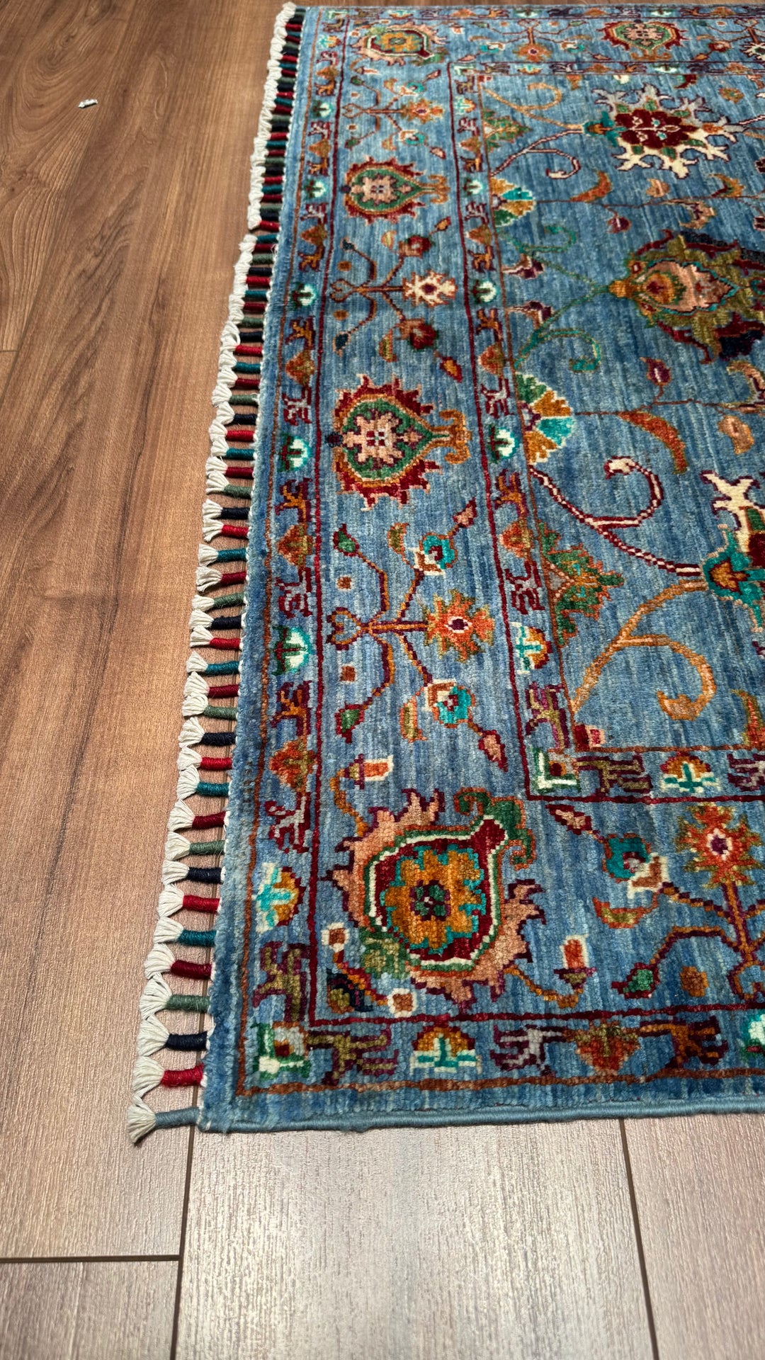 Sultani Binbirgece Original Hand Woven Blue Vegetable Dyed Wool Carpet 123x182 2.24 Square Meters - 4x6 ft