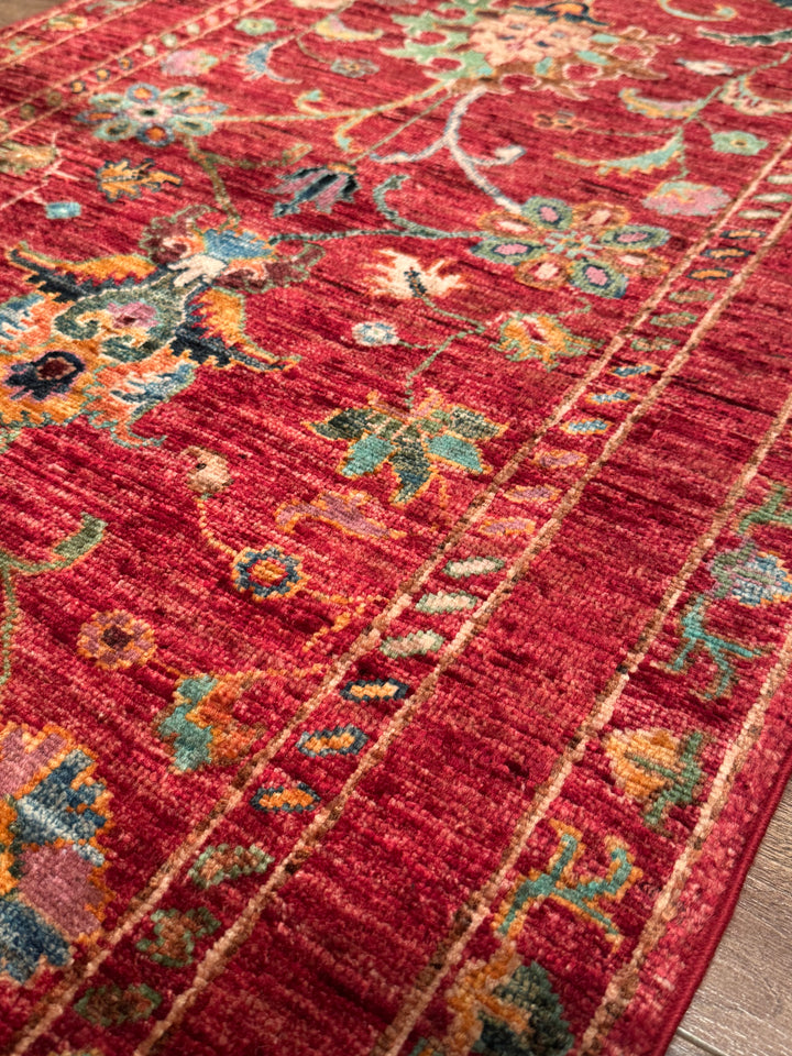 Sultani Binbirgece Yolluk Orijinal El Dokuması Kırmızı Kök Boya Yün Halı 0.76x201 1.53 Metrekare - 3x6 ft