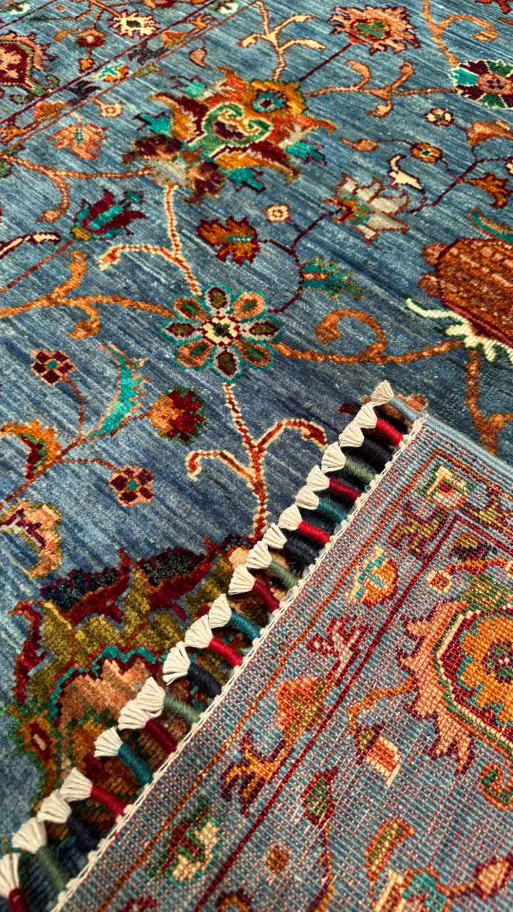 Sultani Binbirgece Original Hand Woven Blue Vegetable Dyed Wool Carpet 123x182 2.24 Square Meters - 4x6 ft