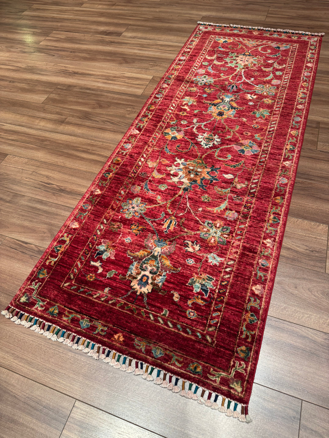 Sultani Binbirgece Yolluk Orijinal El Dokuması Kırmızı Kök Boya Yün Halı 0.76x201 1.53 Metrekare - 3x6 ft