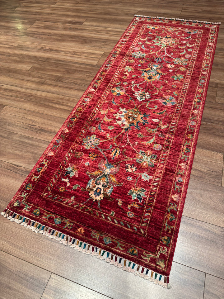 Sultani Binbirgece Yolluk Orijinal El Dokuması Kırmızı Kök Boya Yün Halı 0.76x201 1.53 Metrekare - 3x6 ft