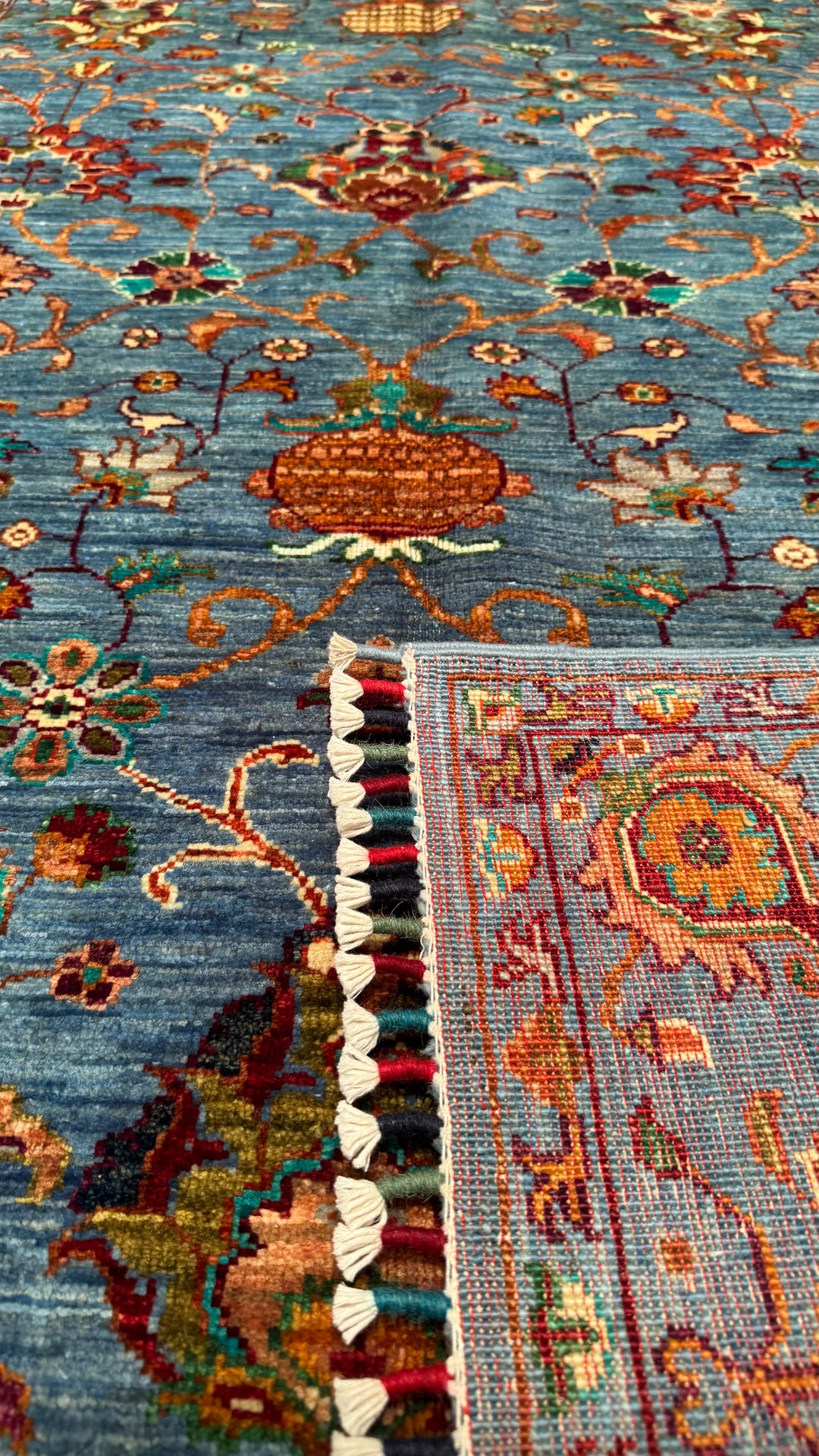 Sultani Binbirgece Original Hand Woven Blue Vegetable Dyed Wool Carpet 123x182 2.24 Square Meters - 4x6 ft