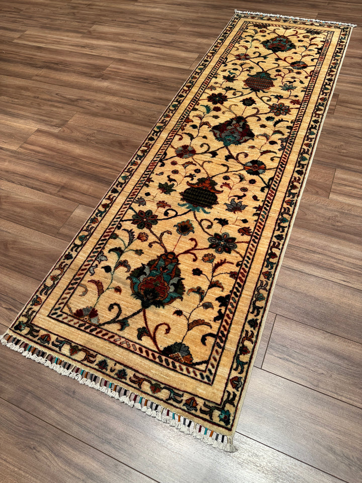 سجادة سلطاني بينبيرجيس رانر الأصلية المصنوعة يدويًا من الصوف بلون بيج مصبوغ بصبغة الجذور، 0.83 × 237، 1.97 متر مربع - 3 × 8 قدم 