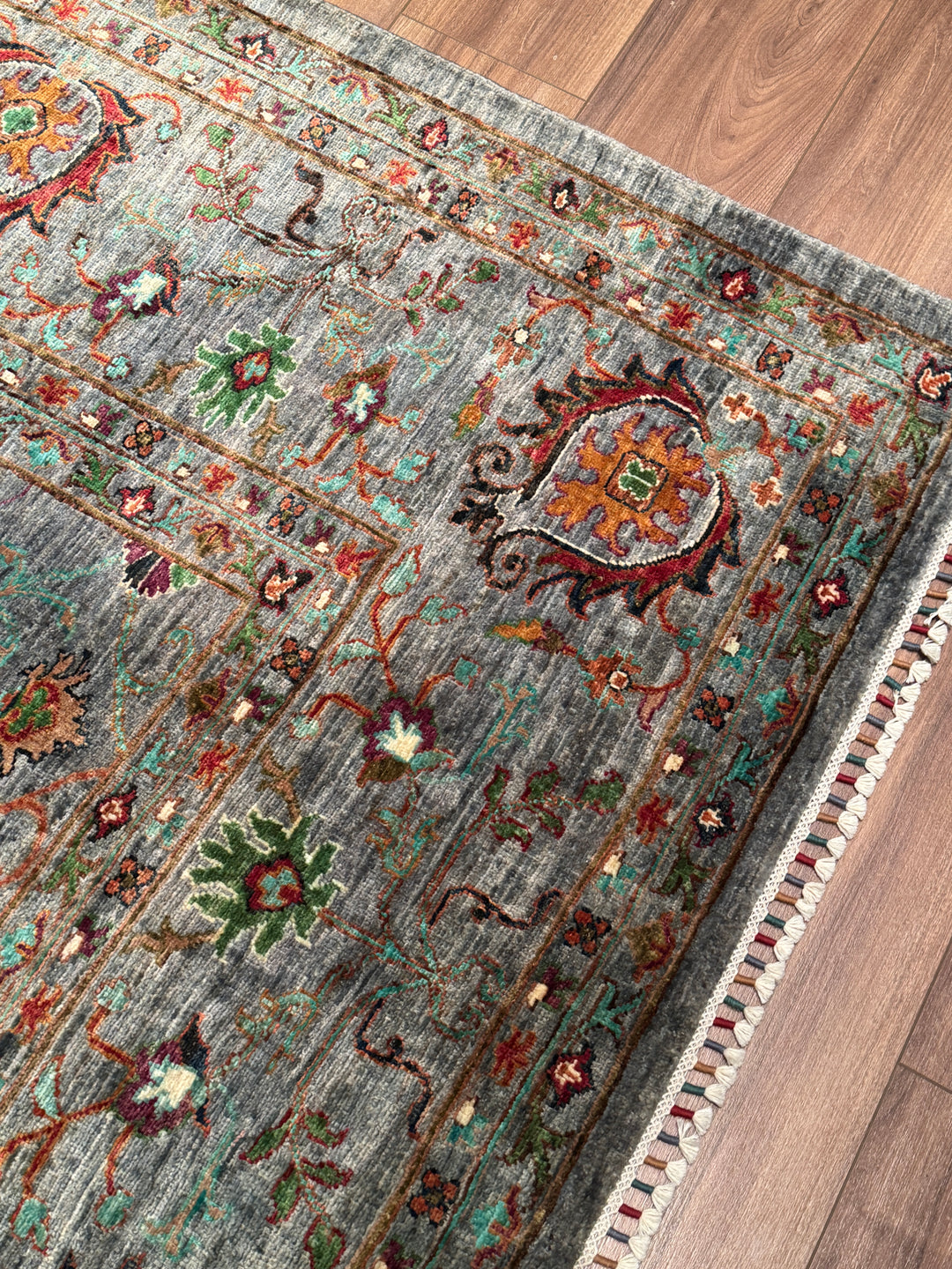 Sultani Binbirgece Orijinal El Dokuması Gri Kök Boya Yün Halı 275x370 10.18 Metrekare - 9x13 ft