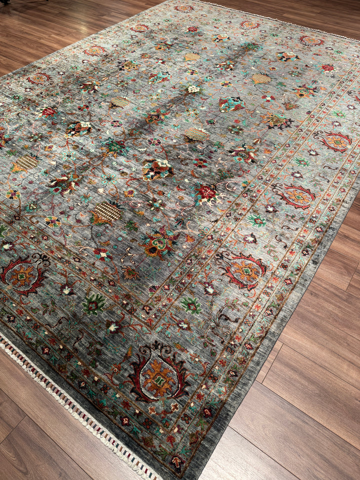 Sultani Binbirgece Orijinal El Dokuması Gri Kök Boya Yün Halı 275x370 10.18 Metrekare - 9x13 ft
