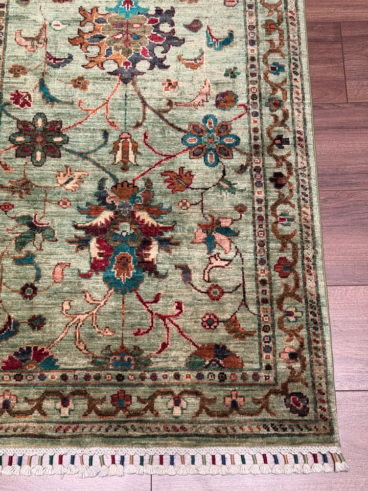 سجادة سلطاني بينبيرجيس رانر الأصلية المصنوعة يدويًا من الصوف الأخضر المصبوغ بالجذور 0.75 × 202 سم 1.52 متر مربع - 2 × 6 قدم 