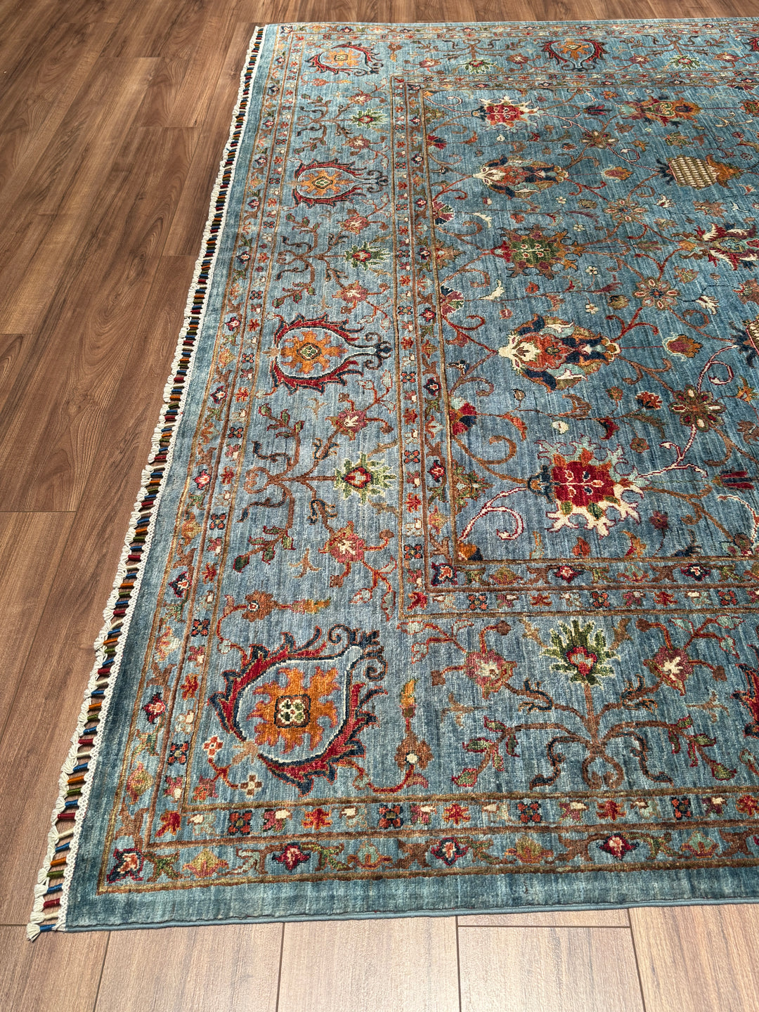 Sultani Binbirgece Orijinal El Dokuması Mavi Kök Boya Yün Halı 269x363 9.76 Metrekare - 9x12 ft