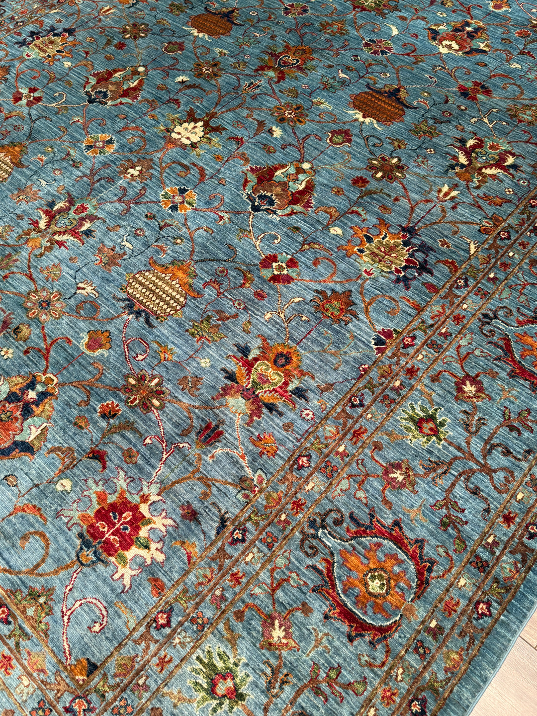 Sultani Binbirgece Orijinal El Dokuması Mavi Kök Boya Yün Halı 269x363 9.76 Metrekare - 9x12 ft