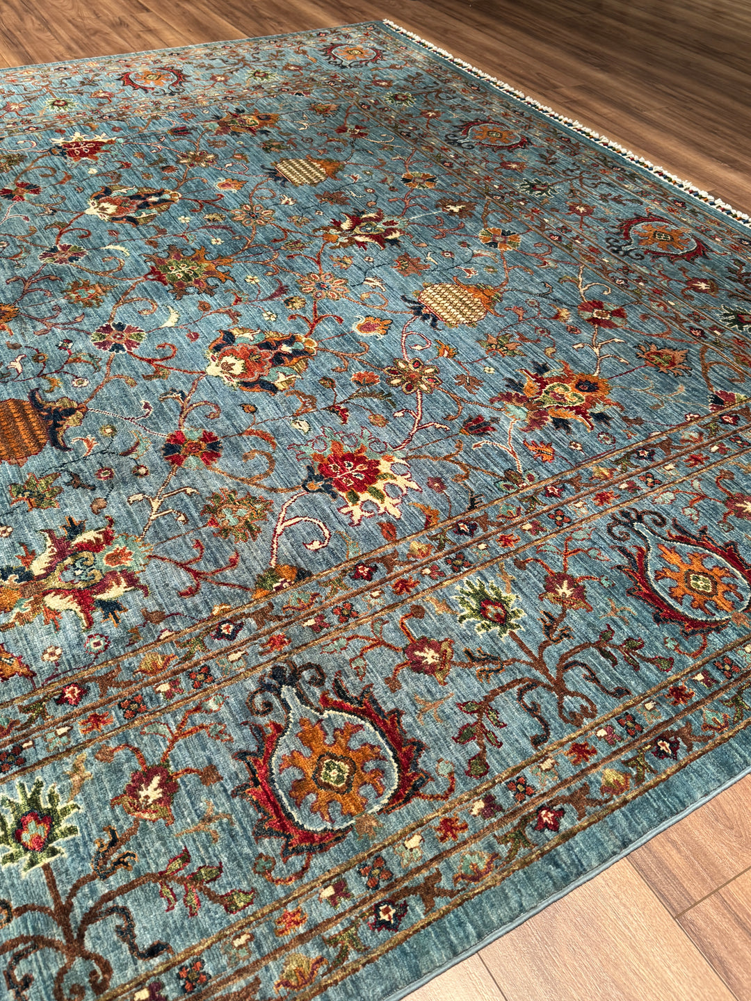 Sultani Binbirgece Orijinal El Dokuması Mavi Kök Boya Yün Halı 269x363 9.76 Metrekare - 9x12 ft