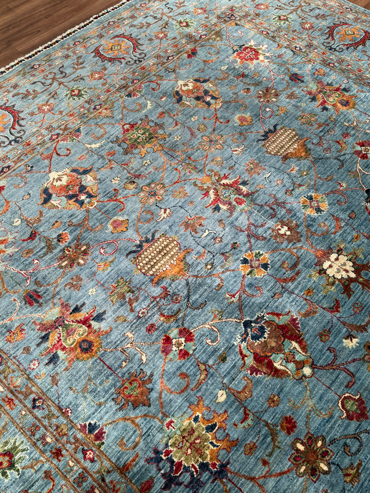 Sultani Binbirgece Orijinal El Dokuması Mavi Kök Boya Yün Halı 269x363 9.76 Metrekare - 9x12 ft