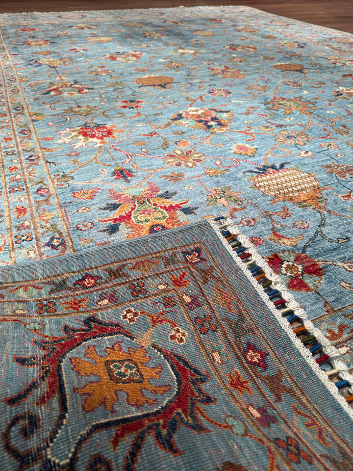 Sultani Binbirgece Orijinal El Dokuması Mavi Kök Boya Yün Halı 269x363 9.76 Metrekare - 9x12 ft