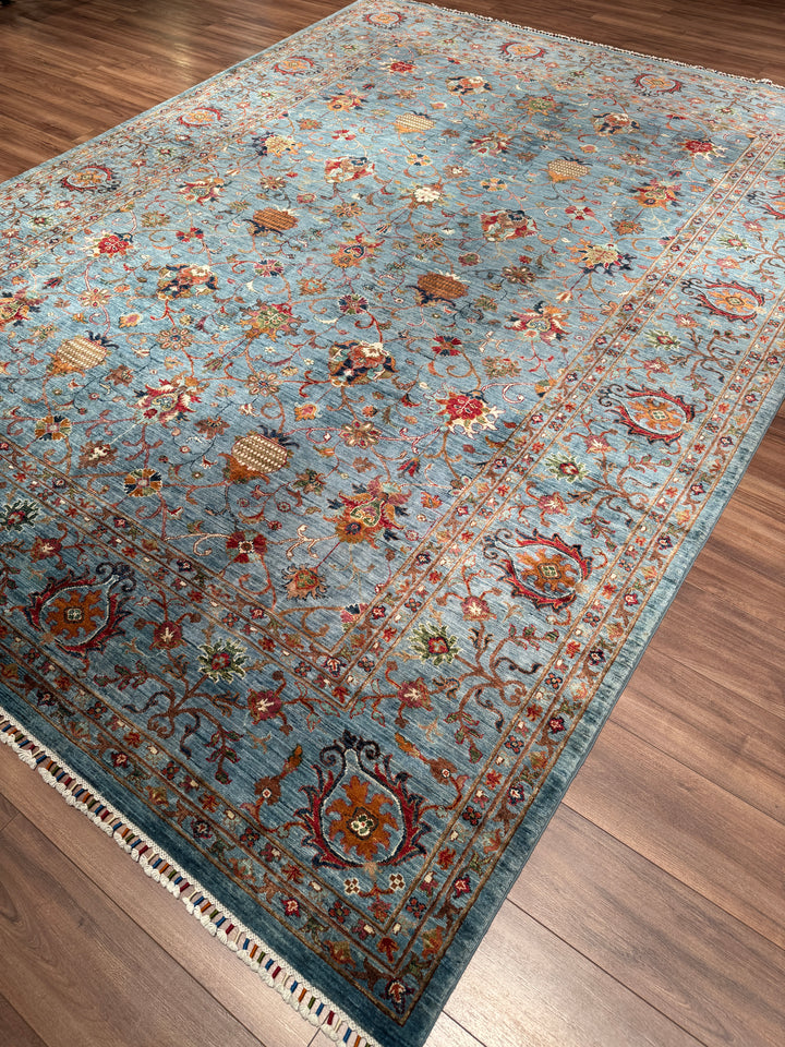 Sultani Binbirgece Orijinal El Dokuması Mavi Kök Boya Yün Halı 269x363 9.76 Metrekare - 9x12 ft