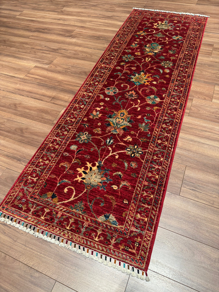 Sultani Binbirgece Yolluk Orijinal El Dokuması Kırmızı Kök Boya Yün Halı 0.80x246 1.97 Metrekare - 3x8 ft