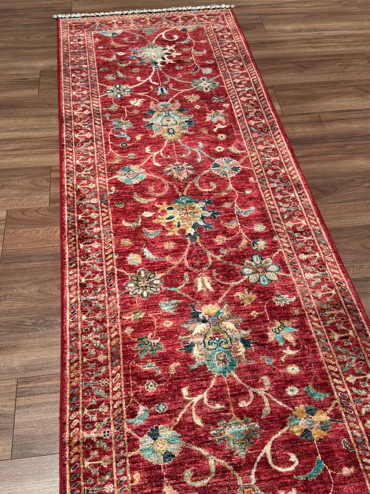 Sultani Binbirgece Yolluk Orijinal El Dokuması Kırmızı Kök Boya Yün Halı 0.80x246 1.97 Metrekare - 3x8 ft