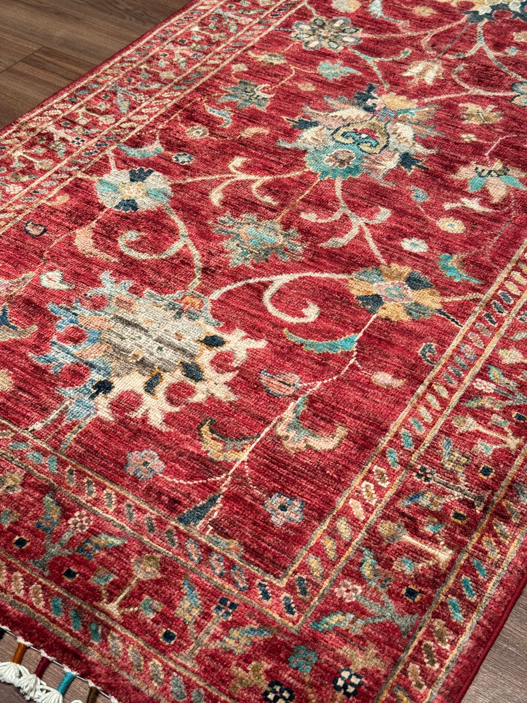 Sultani Binbirgece Yolluk Orijinal El Dokuması Kırmızı Kök Boya Yün Halı 0.80x246 1.97 Metrekare - 3x8 ft