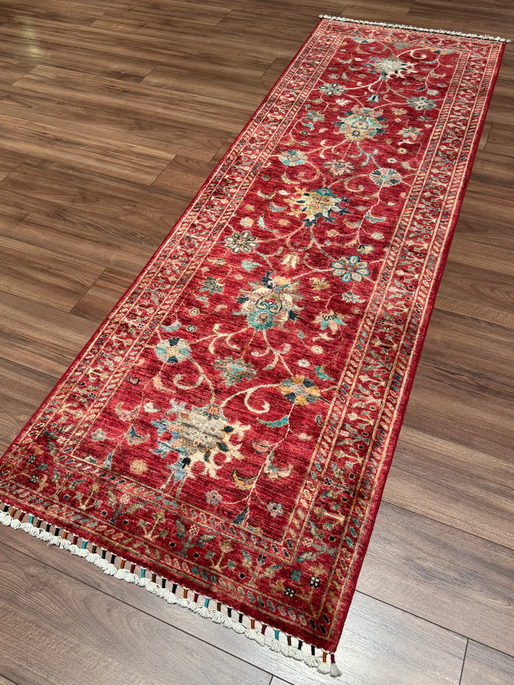 Sultani Binbirgece Yolluk Orijinal El Dokuması Kırmızı Kök Boya Yün Halı 0.80x246 1.97 Metrekare - 3x8 ft