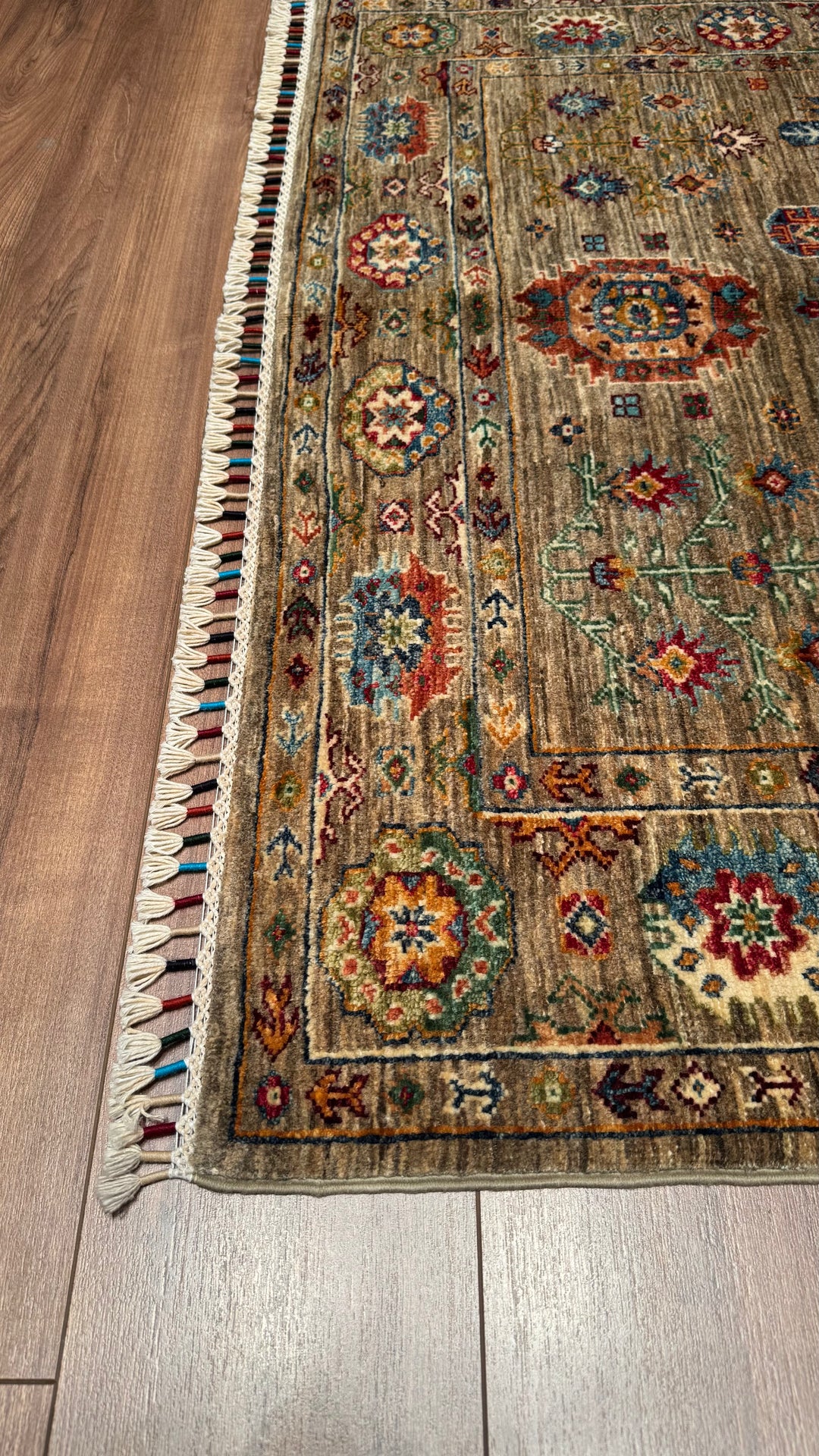 Veziri Original Hand Woven Beige Vegetable Dyed Wool Carpet 130x180 2.31 Square Meters - 4x6 ft