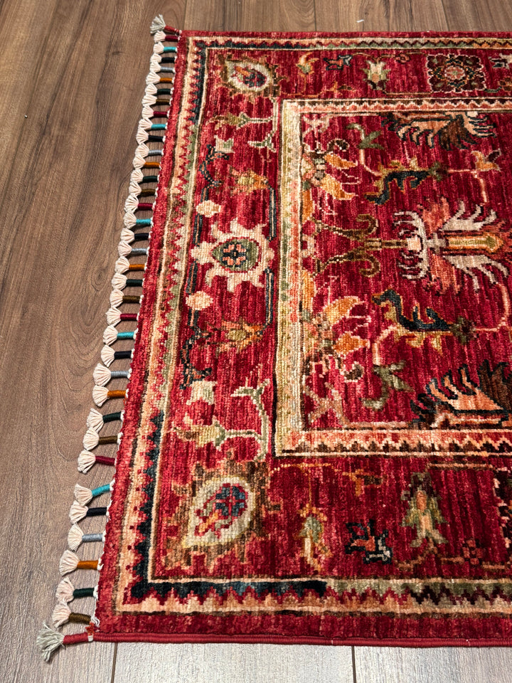 Sultani Binbirgece Runner Original Hand-Woven Red Vegetable Dyed Wool Carpet 0.82x255 2.09 Square Meters - 3x8 ft