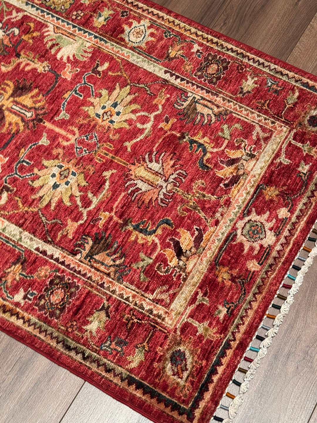 Sultani Binbirgece Runner Original Hand-Woven Red Vegetable Dyed Wool Carpet 0.82x255 2.09 Square Meters - 3x8 ft