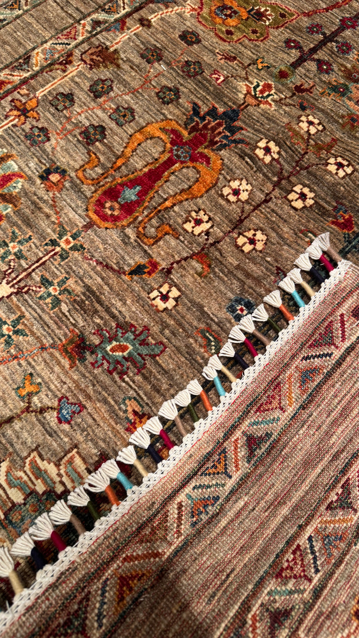 Sultani Floral Original Hand Woven Beige Vegetable Dyed Wool Carpet 130x180 2.34 Square Meters - 4x6 ft