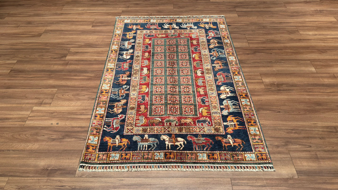 Pazırık Original Hand Woven Multi Vegetable Dyed Wool Carpet 125x183 2.29 Square Meters - 4x6 ft