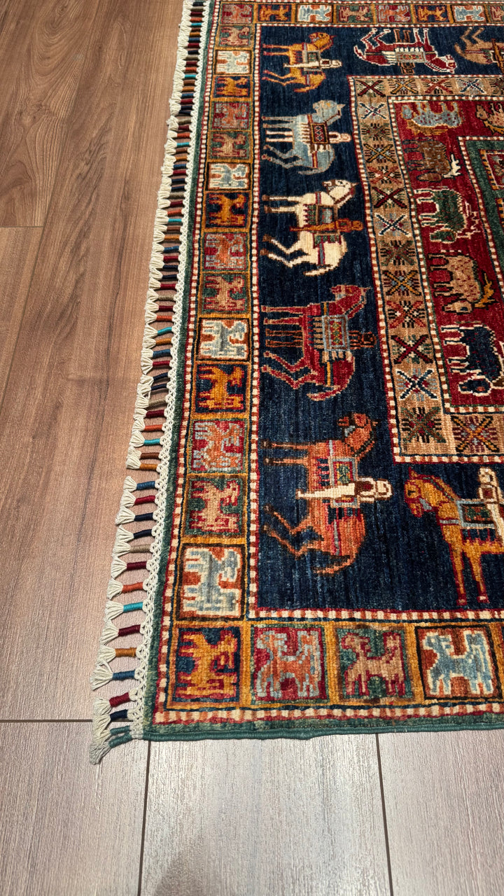 Pazırık Original Hand Woven Multi Vegetable Dyed Wool Carpet 125x183 2.29 Square Meters - 4x6 ft