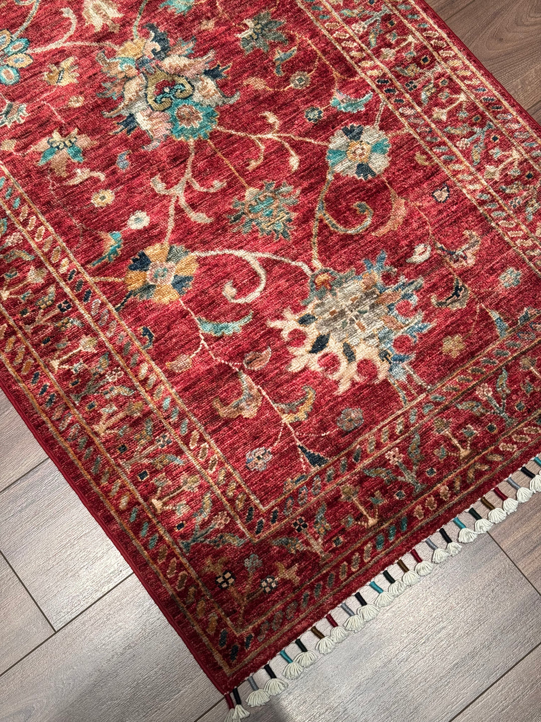 Sultani Binbirgece Runner Original Hand-Woven Red Vegetable Dyed Wool Carpet 0.83x244 2.03 Square Meters - 3x8 ft