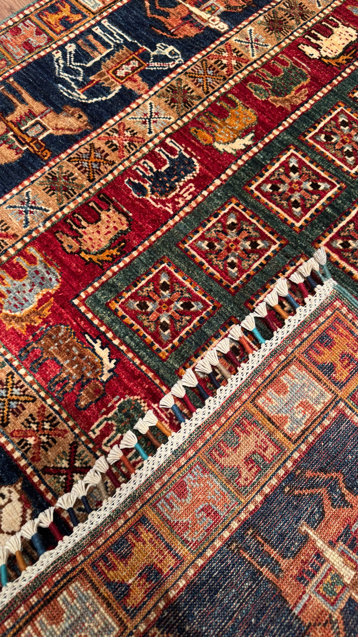 Pazırık Original Hand Woven Multi Vegetable Dyed Wool Carpet 125x183 2.29 Square Meters - 4x6 ft