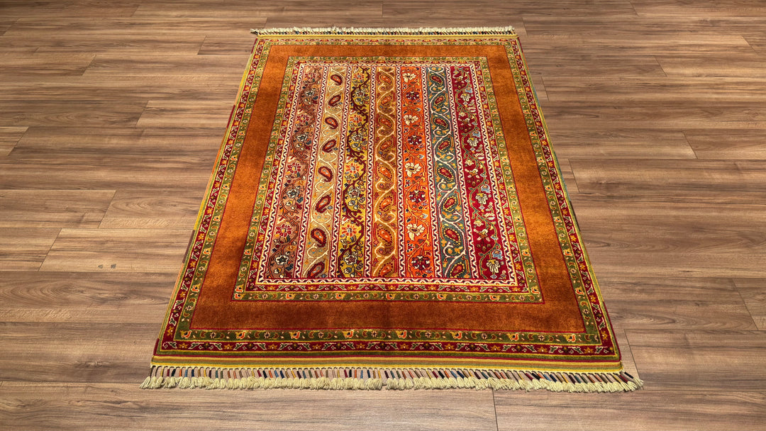 Shawl Original Hand Woven Orange Vegetable Dyed Wool Carpet 134x181 2.43 Square Meters - 4x6 ft