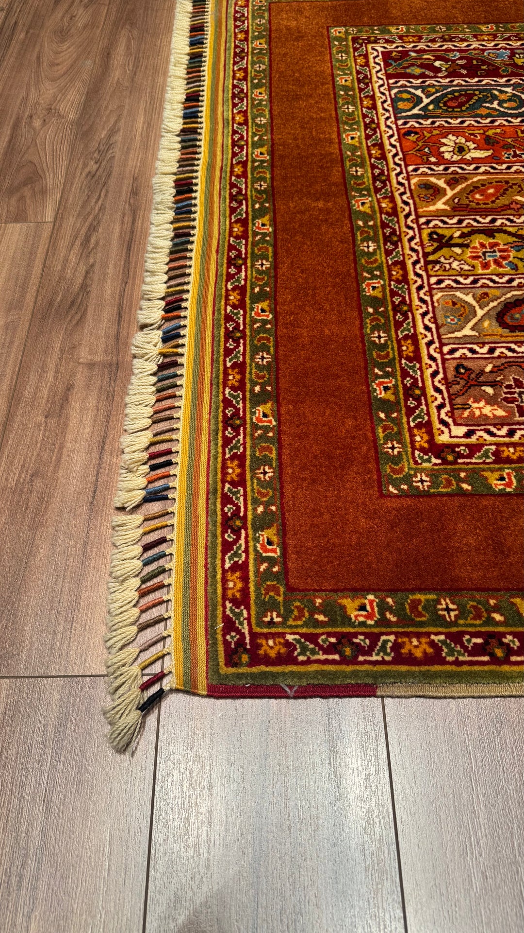 Shawl Original Hand Woven Orange Vegetable Dyed Wool Carpet 134x181 2.43 Square Meters - 4x6 ft