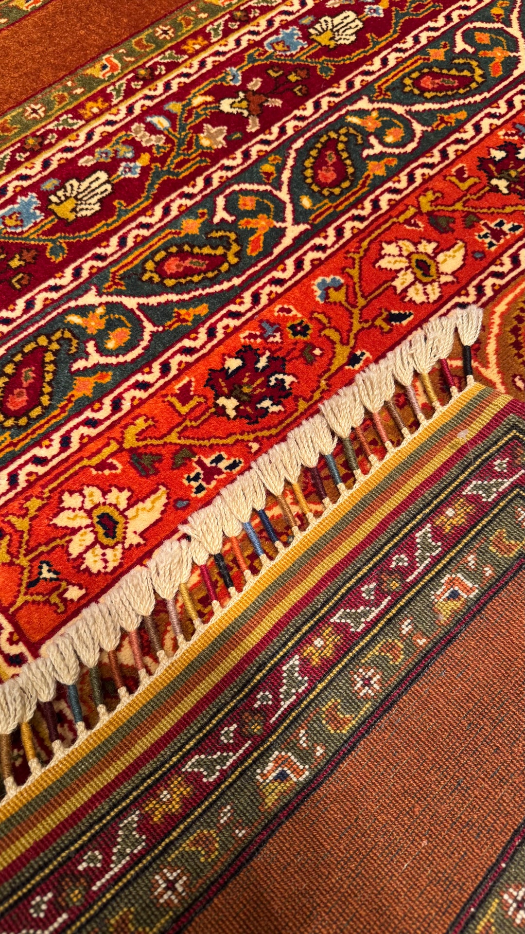 Shawl Original Hand Woven Orange Vegetable Dyed Wool Carpet 134x181 2.43 Square Meters - 4x6 ft