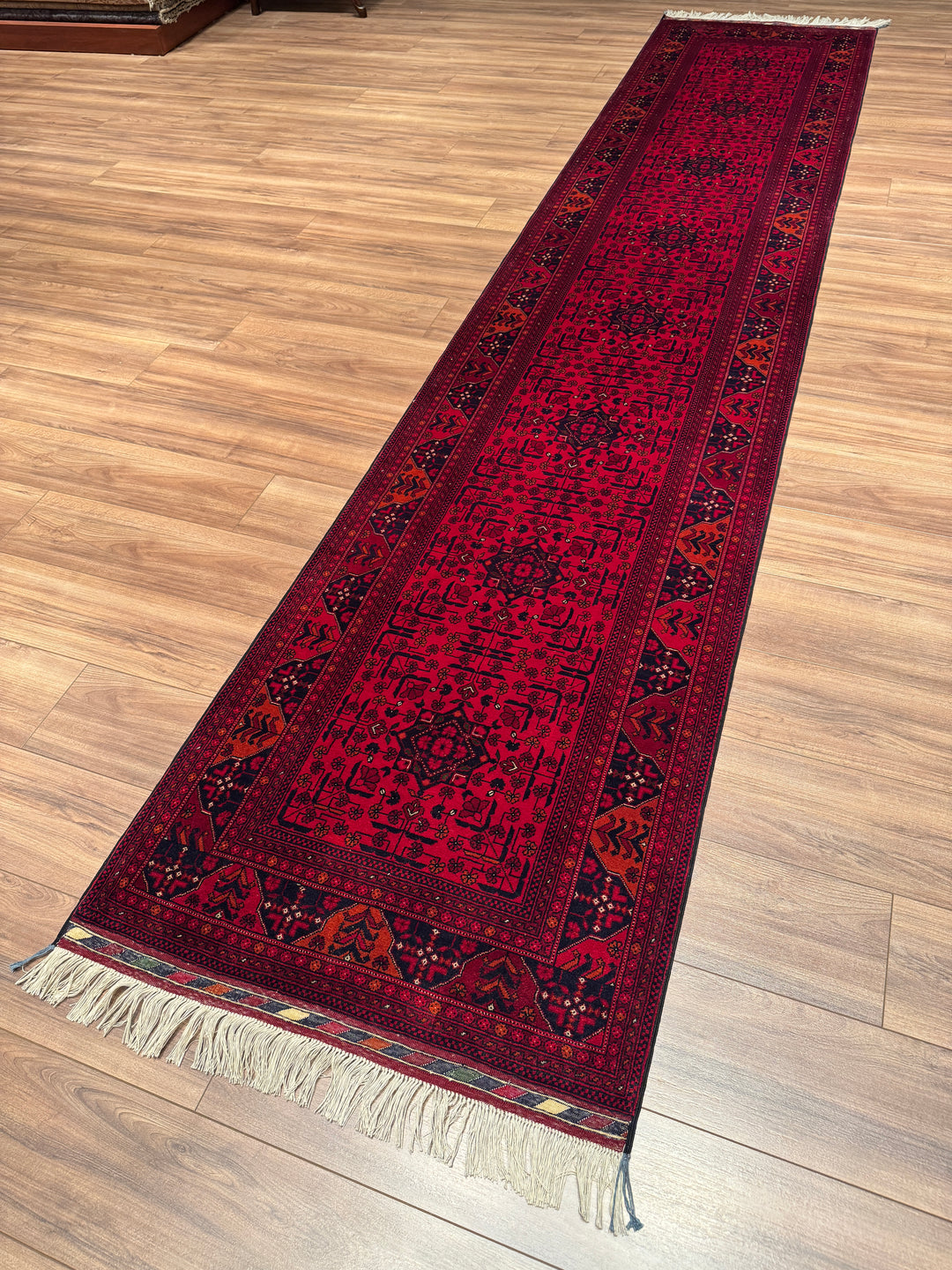 Afgan Halısı Yolluk Bilcik Orijinal El Dokuması Kök Boya Yün 0.83x401 3.33 Metrekare - 3x13 ft