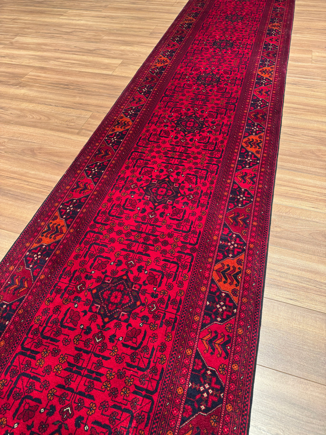 Afgan Halısı Yolluk Bilcik Orijinal El Dokuması Kök Boya Yün 0.83x401 3.33 Metrekare - 3x13 ft