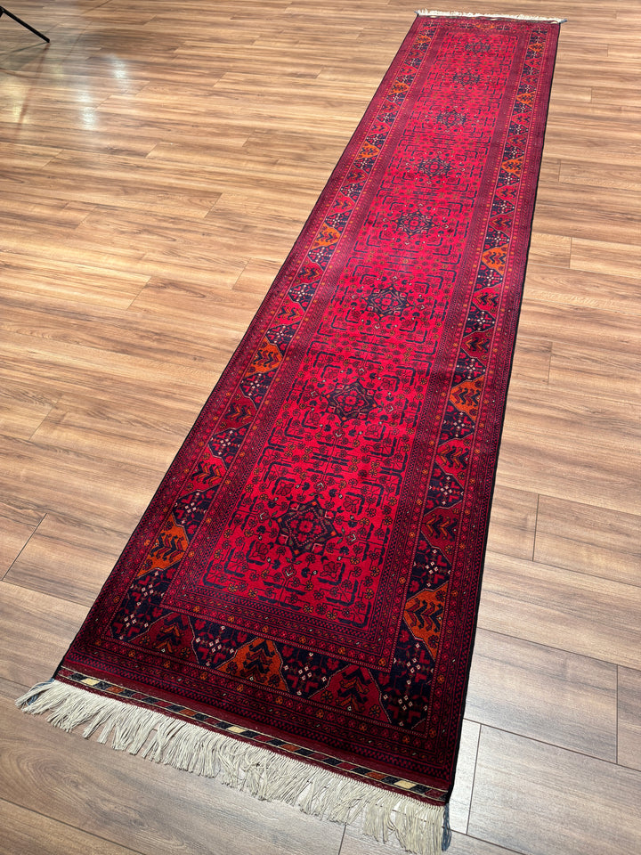 Afgan Halısı Yolluk Bilcik Orijinal El Dokuması Kök Boya Yün 0.83x401 3.33 Metrekare - 3x13 ft