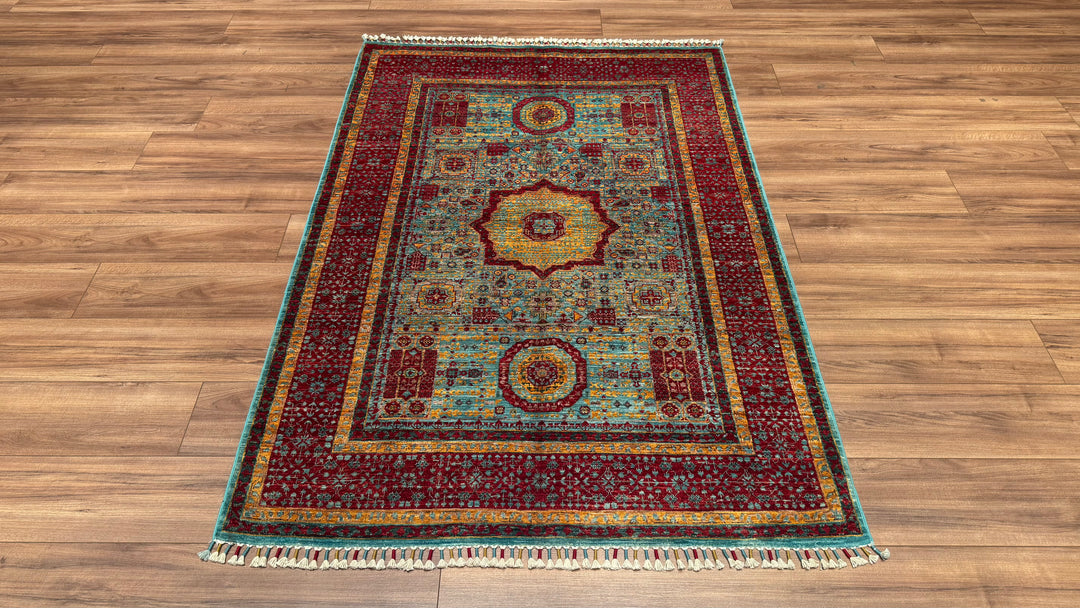 Mamluk Original Hand Woven Multi Vegetable Dyed Wool Carpet 128x186 2.38 Square Meters - 4x6 ft