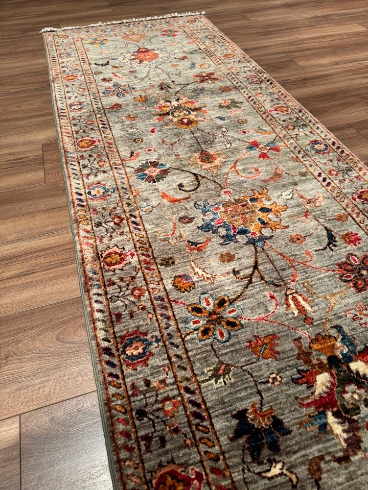 Sultani Binbirgece Yolluk Orijinal El Dokuması Gri Kök Boya Yün Halı 0.78x402 3.14 Metrekare - 3x13 ft